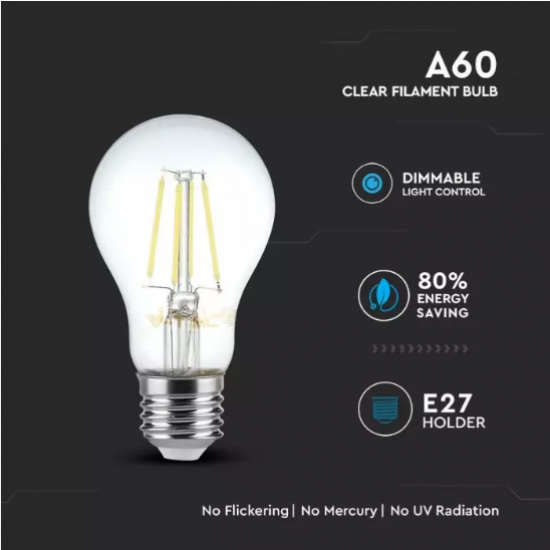 LED крушка Filament Е27 VT-1885D 4W 2700К 350Lm димируема