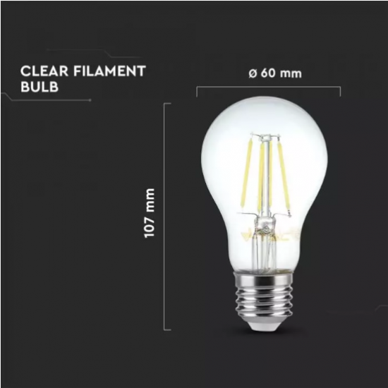 LED крушка Filament Е27 VT-1885D 4W 2700К 350Lm димируема
