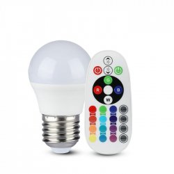 LED крушка E27 VT-2224 3.5W RGB+4000К 320Lm димируема чрез дистанционно управление G45
