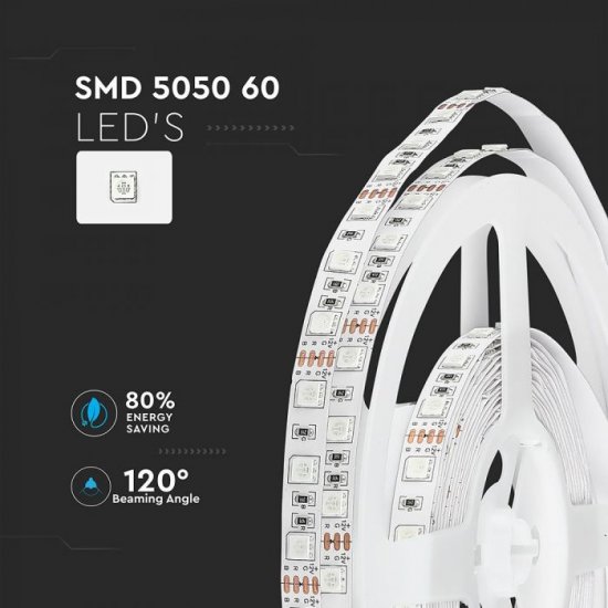 LED лента VT-5050-60 SMD 50х50 60/м 10.8W/м RGB 1000Lm/м IP20 /опаковка 5м=54W/