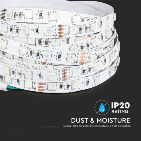 LED лента VT-5050-60 24V SMD 50х50 60/м 9W/м 3000К 600Lm/м IP20 /опаковка 5м=45W/