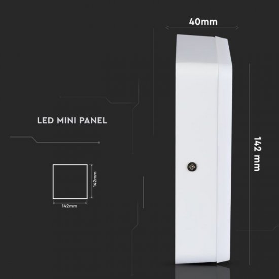 LED панел открит монтаж VT-809 6W+2W 4000K 800Lm IP20 квадрат бял