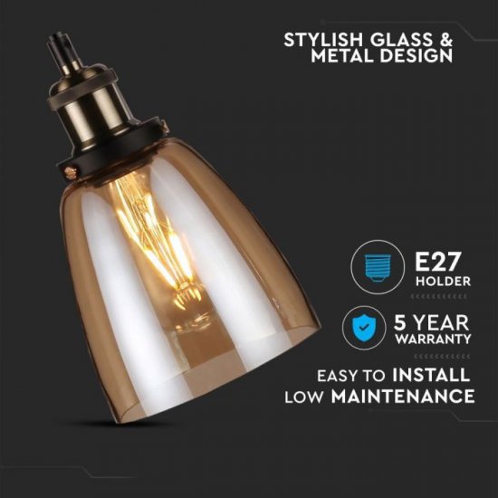 Пендел VT-7140 E27 max 60W IP20 стъкло amber