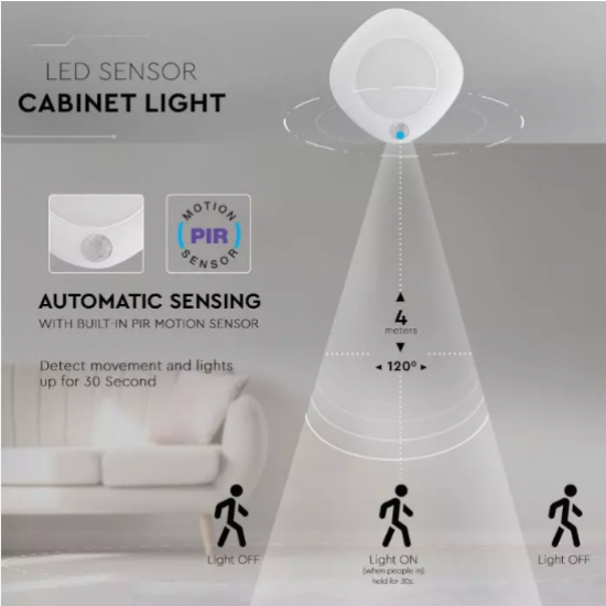 LED плафон със сензор VT-80 Samsung chip 1.5W 4000K 80Lm IP20  на батерии за шкаф или гардероб