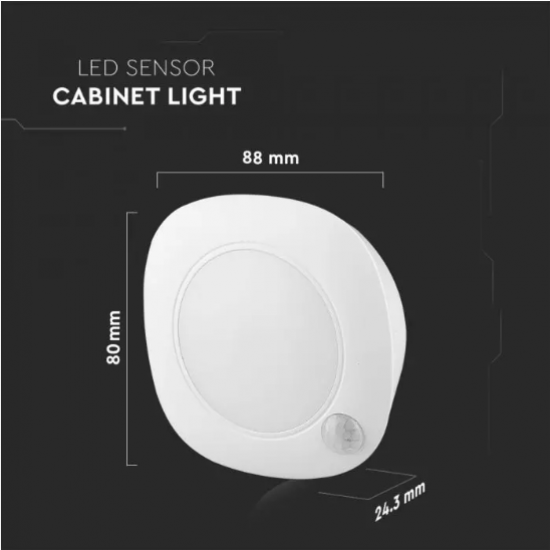 LED плафон със сензор VT-80 Samsung chip 1.5W 4000K 80Lm IP20  на батерии за шкаф или гардероб