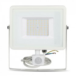 LED прожектор със сензор SAMSUNG CHIP VT-50-S 50W 3000K 4000Lm IP65 бял