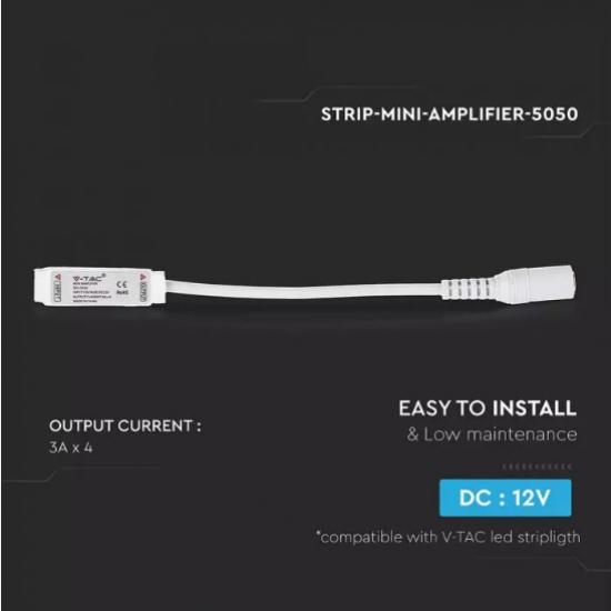 Мини усилвател за LED RGB лента 5050 3*4А