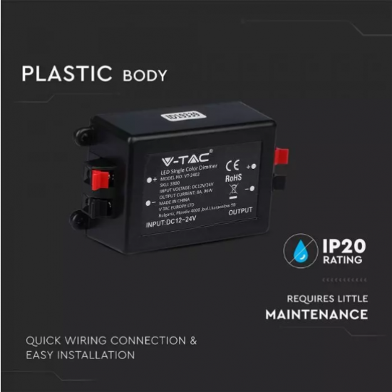 Димер за LED лента VT-2402 96W/192W 12V/24V с дистанционно управление