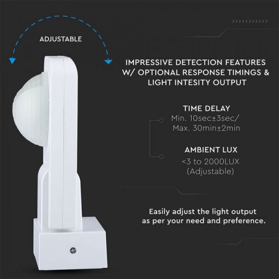 Сензор за движение Infrared VT-8083-W 360° IP65 max 1000W (LED) бял