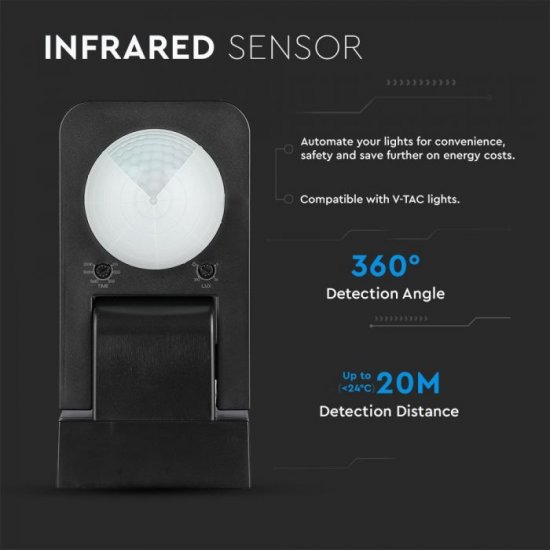 Сензор за движение Infrared VT-8083-B 360° IP65 max 1000W (LED) черен