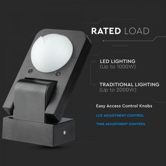 Сензор за движение Infrared VT-8083-B 360° IP65 max 1000W (LED) черен