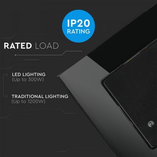 Сензор за движение микровълнов VT-8084-W 180° IP20 max 300W (LED) тип ключ за вграждане черен
