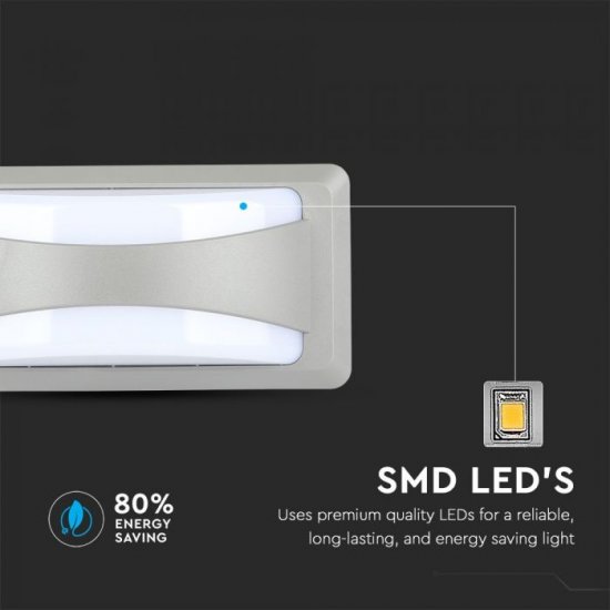 LED фасадно тяло VT-8058 12W 6400K 500Lm IP65 сиво
