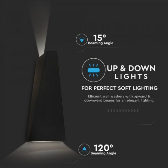 LED фасадно тяло VT-826 6W 3000K 660Lm IP65 черна