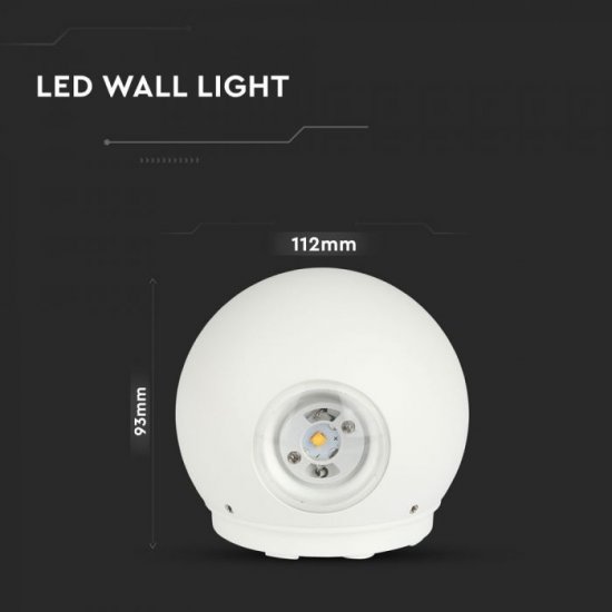LED фасадно тяло VT-836 6W 3000K 660Lm IP65 бяло