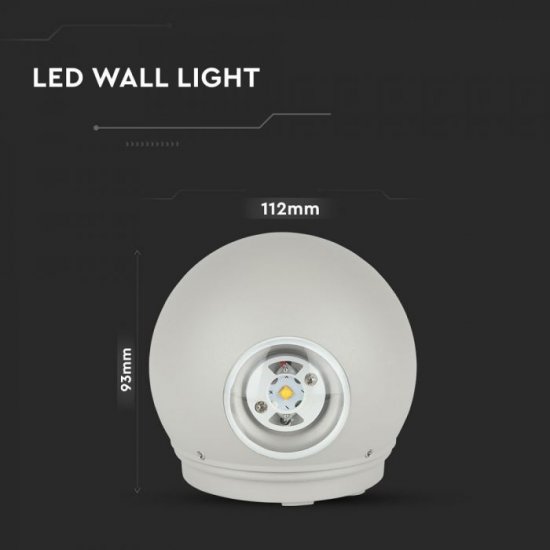 LED фасадно тяло VT-836 6W 3000K 660Lm IP65 сиво
