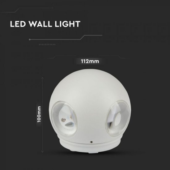 LED фасадно тяло VT-834 4W 4000K 440Lm IP65 бяло