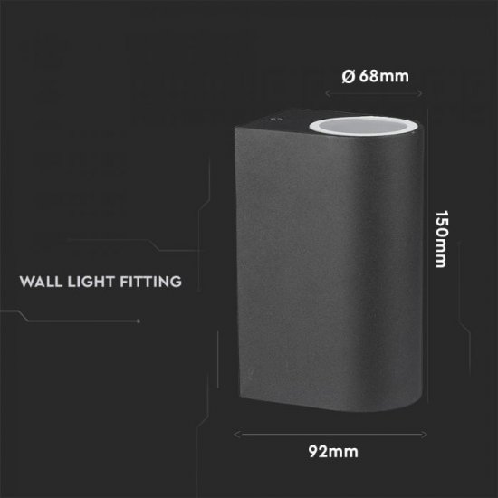 Фасадно тяло VT-7652 2хGU10 max 2х35W IP44 черно