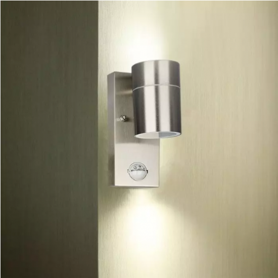 Фасадно тяло VT-7621PIR GU10 max 35W IP44 със сензор сатен никел