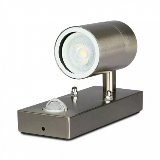 Фасадно тяло VT-7621PIR GU10 max 35W IP44 със сензор сатен никел