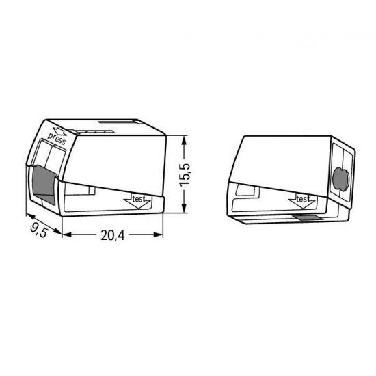 Клема бърза връзка 2х1х2.5mm² WAGO