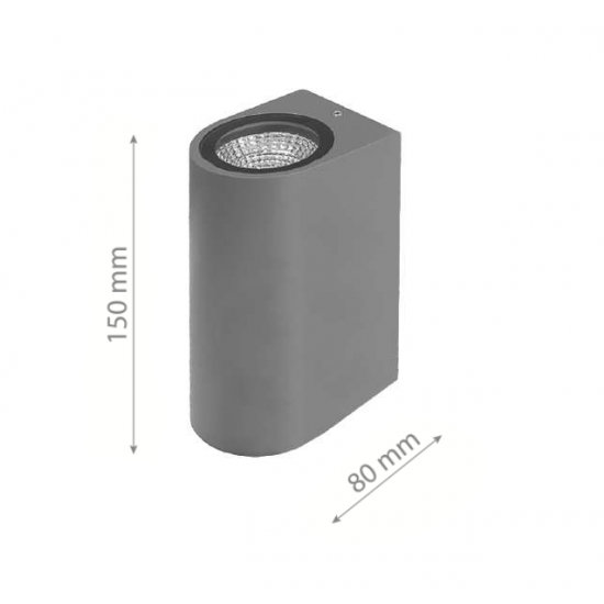 LED фасадно тяло Pozitano R двустранно 2х3W 3000K 600Lm IP44 сиво