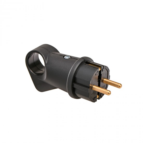 Щепсел ъглов гумен IP44 16А черен